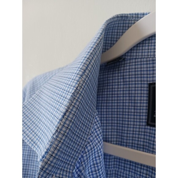 David Donahue Mens Dress Plaid Shirt Long Sleeve Button Up Blue Size 16.5 34/35 - Picture 7 of 9